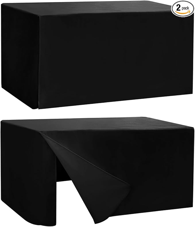 HolidayIdeas 2 Pack Fitted Table Clothes - 48 x 24 Inch - Rectangle Tablecloths for 4 Foot Tables, Versatile Fabric Table Covers for Parties, Holiday Dinner, Trade Show (Black)