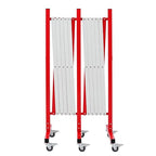 GYMTIME Industrial Expandable Metal Barricade, 16 Feet, Red and White, Easily Assembled Safety Barrier with Casters, Flexible Mobile Barrier Gate, Adjustable Traffic Fence
