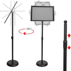 GUOHONG 2 Pack Sign Holder Adjustable Poster Stand Aluminum Snap Open Frame,Standing Floor Sign Stand for 11x17 Inch,Vertical and Horizontal View Sign