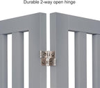 unipaws 24”H Free Standing Pet Gate for Dog Cat, Wooden Dog Gates for Doorway, Stairs, Step Over Foldable Pet Fence for The House, Expandable Doggy Barrier, Indoor Use, Grey