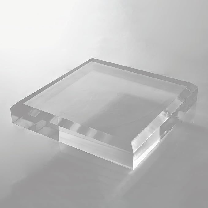 CiaoHER 2in Thickness Beveled Solid Acrylic Display Block Clear Polished Pedestal Stand Riser Solid Base (12x12)