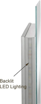 Hamilton Hills 24" x 32" Contemporary Backlit Polished Rubber, Glass Rectangular Mirror | Backlit Mirror with Lighting Over Vanity Bathroom Light and Mirror | Hangs
