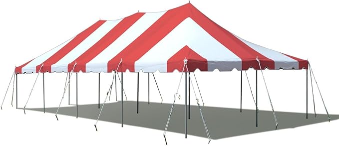 TentandTable 20' x 40' Premium Canopy Tent, Red/White, Outdoor Pole Tent, 80-160 Person Capacity for Parties, Weddings, Events, Commercial and Residential Use, Large Heavy Duty Vinyl Canopy Tents