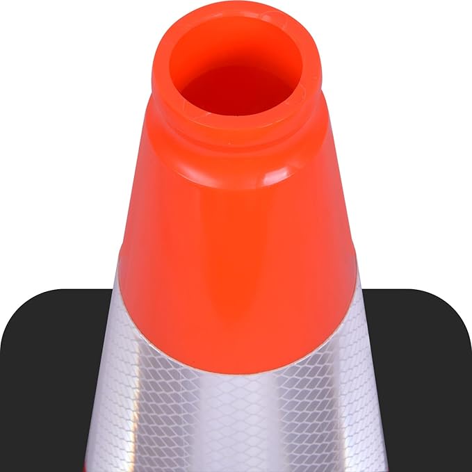 6 Pack 18" Inch Orange PVC Traffic Cones with Heavy-Duty Base, High-Visibility All-Weather Safety Cones for Road Construction, Parking Lot, and Garage Use (6, Orange, 18" Medium)