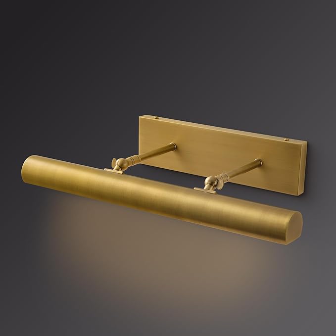 Picture Light, 24 inch Brass Picture Lights for Wall,Hardwired Brushed Gold Picture Lights,270° Rotatable Art Lights, 4-Light Picture Frame Light for Painting Display Artwork Portrait No Bulbs