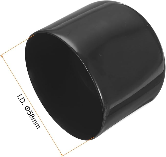 uxcell 4pcs Rubber End Caps 58mm ID Vinyl Round End Cap Cover Screw Thread Protectors Black, 40mm Height