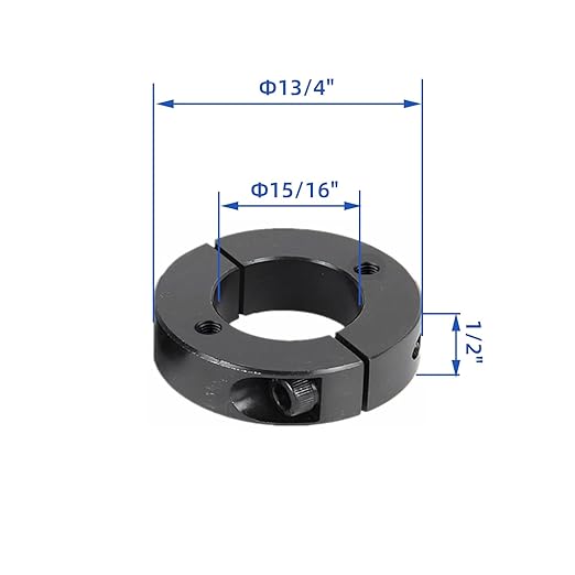 (4-Pack) Shaft Collar 15/16" Bore, 1045 Steel Double Split Clamp-On Shaft Collars Style, 1-3/4" OD, 1/2" Thickness, with M4 Set Screws