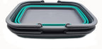 SAMMART 9.2L (2.37Gallon) Collapsible Tub with Handle - Portable Outdoor Picnic Basket/Crater - Foldable Shopping Bag - Space Saving Storage Container (Bluish-Green & Blue, 2)