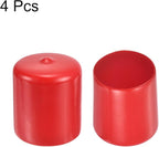 uxcell 4pcs Rubber End Caps 1 7/16"(37mm) ID Vinyl Round End Cap Cover Screw Thread Protectors Red, 30mm Height