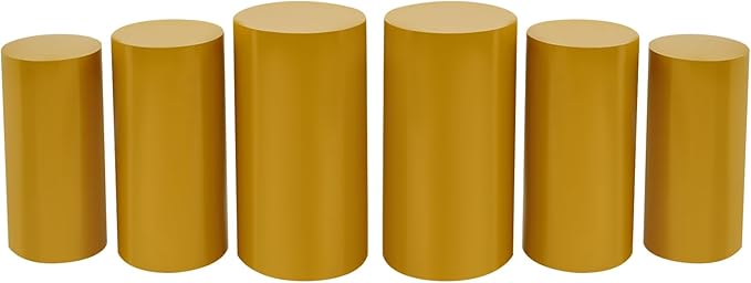 Eapmic Pedestal Stands for Party, Cake Pedestal Stand, Dessert Table Display Plinth Pillars, Sculpture Display Column Decoration Cube for Wedding Birthday (Gold, Cylinder-6Pcs(27.56"+26"+23.62"))