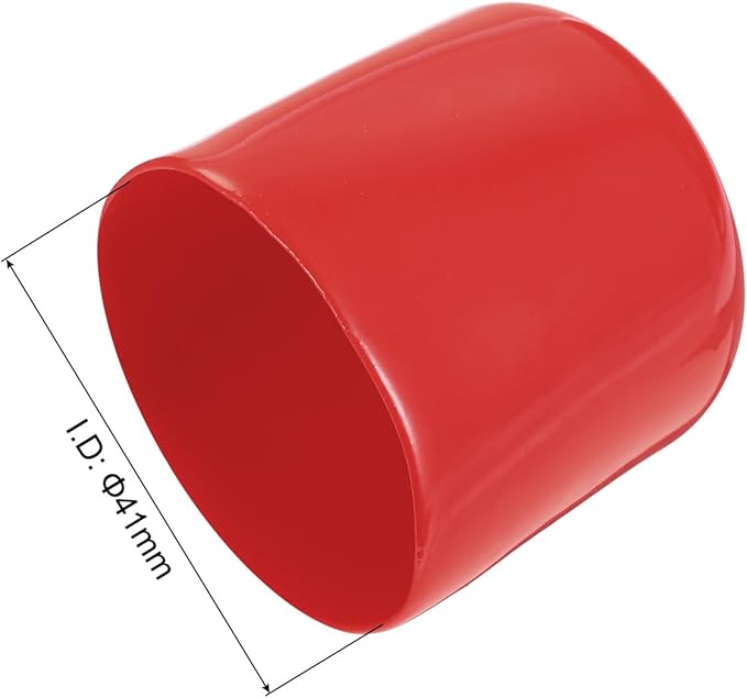 uxcell 4pcs Rubber End Caps 41mm ID Vinyl Round End Cap Cover Screw Thread Protectors Red, 40mm Height