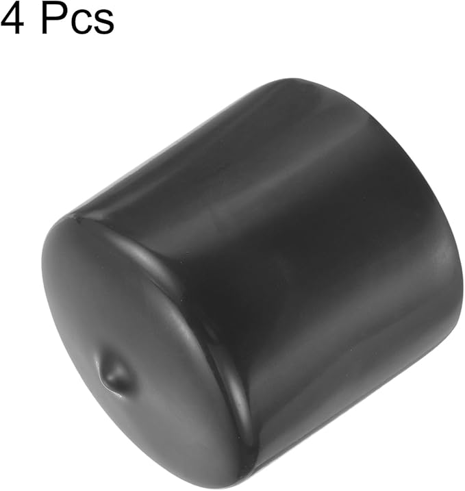 uxcell 4pcs Rubber End Caps 50mm(2") ID Vinyl Round End Cap Cover Screw Thread Protectors Dark Grey, 40mm Height