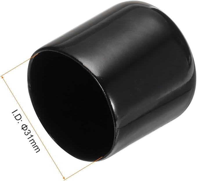 uxcell 5pcs Rubber End Caps 31mm ID Vinyl Round Tube Bolt Cap Cover Screw Thread Protectors Black