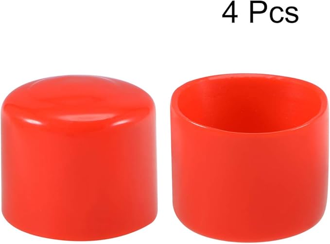 uxcell 4pcs Rubber End Caps 42mm ID Vinyl Round End Cap Cover Screw Thread Protectors Red, 40mm Height
