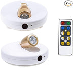 HONWELL LED Spotlight Wireless Accent Lights 2 Pack Battery Powered Warm White Puck Lights with Remote,Under-Cabinet Light Indoor Closet Light with Rotatable Head,Picture Light for Paintings