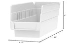 Akro-Mils 30120 12-Inch by 4-Inch by 4-Inch Plastic Nesting Shelf Bin Box, White, Case of 24