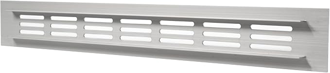 Vent Systems 11.81 x 1.57 (Outer Size) - Pack of 2 - Rectangular Door Vent - Silver Aluminum Vent Cover, Toe Kick Vent Cover - HVAC for Home, Cabinet Vent - Intake/Exhaust Door Return Air Vent