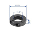(4-Pack) Shaft Collar 1/2" Bore, 1045 Steel Double Split Clamp-On Shaft Collars Style, 1-1/8" OD, 13/32" Thickness, with M4 Set Screws