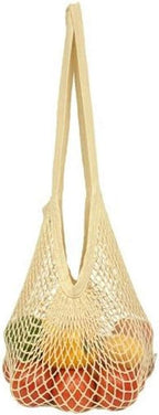 Portable Reusable Mesh Cotton Net String Bag Organizer Shopping Tote Handbag Fruit Storage Shopper New (Beige)