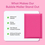 Hot Pink 14.25x20 Inch Poly Bubble Mailers #7 | Self Seal Large Padded Envelopes | Air Cushioned Bubble Mailer | Usable Size 14.25x19 Inch | Waterproof Lightweight Mailing Shipping Bags | 50 Pack Bulk