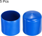 uxcell 5pcs Rubber End Caps 40mm(1.6 Inch) ID Vinyl PVC Round Tube Bolt Cap Cover Screw Thread Protectors Blue