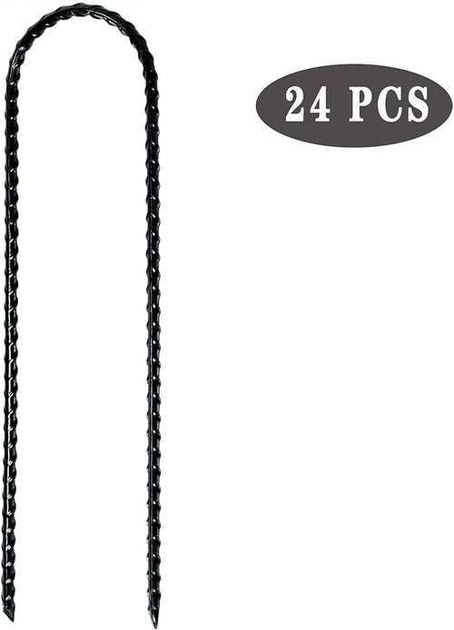 10"x2" Trampolines Wind Stakes Heavy Duty U Shape Galvanized Steel Trampoline Stakes Ground Anchors with Sharp End for Camping Tent, Garden Staples, Trampoline Pins (24)
