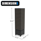 16”W * 16”D * 60”H Black Slatwall Tower - Rotating and Rolling - Slatwall Display Tower - Rotating Spinner Rack for Store Fixtures and Display Retail - Boutique, Home