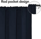 Easy-Going Rod Pocket Blackout Curtains for Bedroom, Room Darkening Window Curtains for Living Room, Thermal Insulated Noise Reduction Solid Window Drapes, 2 Panels(52x84 in, Navy)