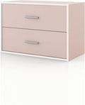 Homes: Inside + Out Apexa 2-Drawer Wooden Stackable Storage Drawers, Small Food Pantry Cabinet, Cajonera De Madera, Underbed Drawer Dorm Teen Room Decor & Bedroom, Home Office, Kitchen, Light Pink