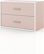 Homes: Inside + Out Apexa 2-Drawer Wooden Stackable Storage Drawers, Small Food Pantry Cabinet, Cajonera De Madera, Underbed Drawer Dorm Teen Room Decor & Bedroom, Home Office, Kitchen, Light Pink