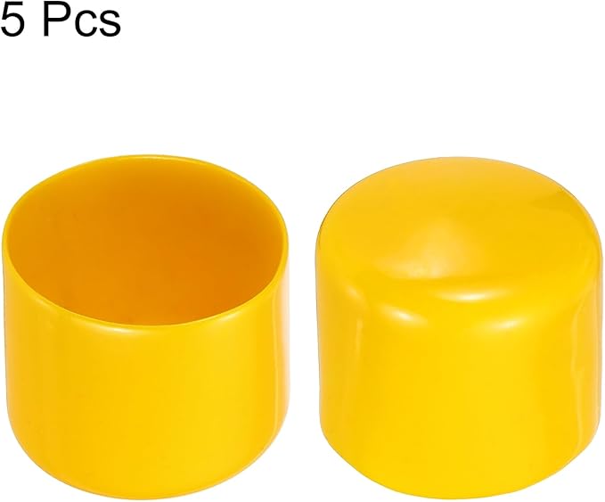 uxcell 5pcs Rubber End Caps 50mm(2 Inch) ID Vinyl PVC Round Tube Bolt Cap Cover Screw Thread Protectors Yellow