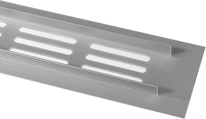 Vent Systems 11.81 x 1.57 (Outer Size) Rectangular Door Vent - Silver Aluminum Vent Cover, Toe Kick Vent Cover - HVAC for Home Improvement Cabinet Vent - Intake/Exhaust Door Return Air Vent