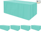 HolidayIdeas Fitted Tablecloths for 8 Foot Rectangle Table, Full Coverage Table Covers 30x96 Inch for Vendor Booth Display, Banquet, Trade Show, Aqua, 4 Pcs