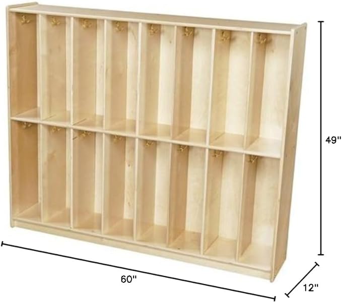 Contender 16 Section Classroom Coat Locker with Backpack Hanger, Dual Hooks, for Cubby Coat Rack, for Office, School, Kindergarten, Day Care [Comes Fully Assembled]