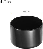 uxcell 4pcs Rubber End Caps 63mm(2 1/2 Inch) ID x 40mm(1 9/16 Inch) H Vinyl Round End Cap Cover Screw Thread Protectors Black, 40mm Height