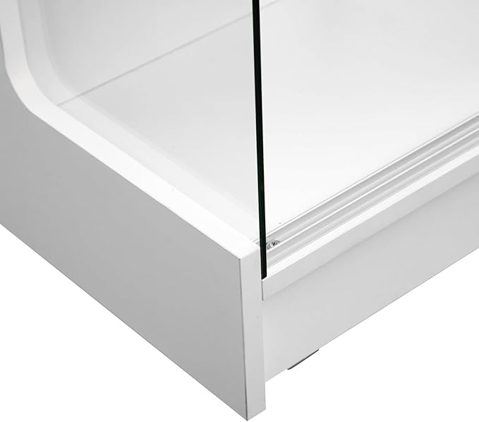 72" W x 22" D x 42" H - Ledgetop Checkout Counter with Glass Showcase View Front, White Wooden Cash Register Stand with Showcase,Retail Glass Display Cabinet Counter