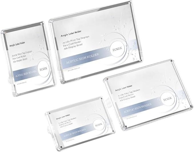 Acrylic Label Holder Price Tag Displays Sign Holder Data Card Holder Ads Display Stand (C: 90*54mm/3.54*2.13 inches)