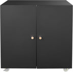 Print Mobile Printer Stand, Rolling Filing Cabinet, Lateral Office Filing Cabinet fits A4 or Letter Size for Home Office (Black, H23.62)