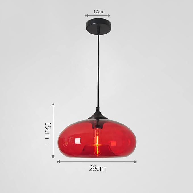 Industrial Pendant Light Shade of Onion Vintage Chandelier E26 Pendant Lighting for Kitchen Island Colorful Glass Cage (Red)
