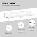Acrylic Wall Shelves 36 24 12 Inches, Clear Floating Shelf for Wall, Wall Mounted Display Shelves for Plants, Radio, Funko Pop, Stuffed Animal, Books, Clock, Cosmetics, Toiletries