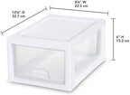 Sterilite 6-Pack 6 Quart Stacking Drawer, Clear Storage Closet Organizer, White Frame - Stackable Modular Plastic Drawers for Clothes, Accessories, Craft Supplies, Shoes or Linens
