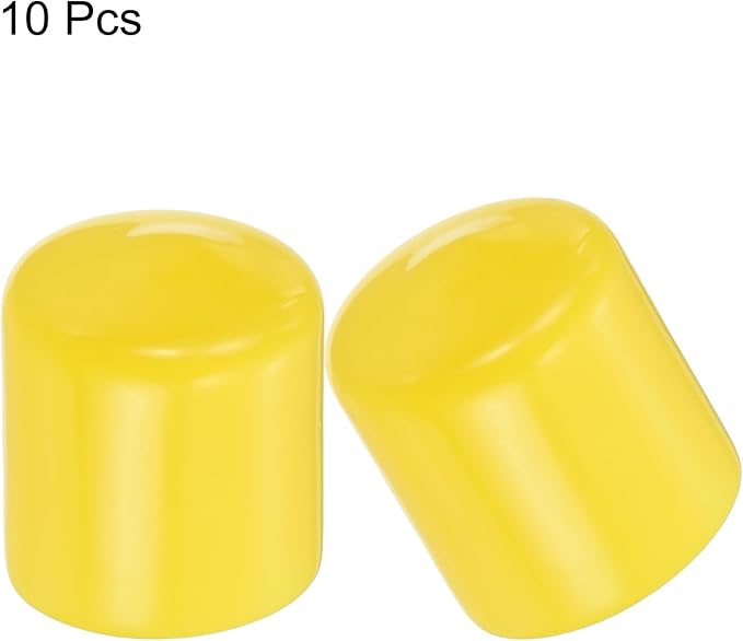 uxcell 10pcs Rubber End Caps 29mm(1 1/8") ID Vinyl Round End Cap Cover Screw Thread Protectors Yellow