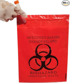 100pcs 11x15in/28x38cm Stick-On Biohazard Infectious Red Waste Bags (100pcs 11x15in/28x38cm)
