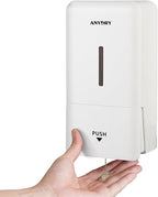27oz (800 ml) Manual Wall Mounted Soap Dispenser, Ideal for Commercial Bathrooms Restaurants Hotels, Use with Liquid Hand Soap Shampoo, ABS White