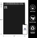 POLYSELLS 1000 pcs 12x15.5 Inches Black Poly Mailers Shipping Envelopes, Strong Adhesive Sealing, Waterproof, and Tear-resistant Postal Mailing Bags for Clothing, Books, and Accessories