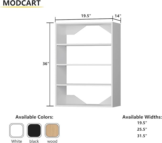 Short Tower Closet Unit, Modular Closet System, Wood Closet System Organizer with Storage for Walk In Closets, Clothing Rack Wardrobe Closet for Hanging Clothes, Bedroom, White, 19.5"W