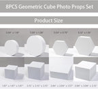 8PCS Geometric Cube Photo Props Set, Hard Foam Photography Background Props for Goods, Crafts, Lipstick, Jewelry, Cosmetics, Makeup Tools, Food (Pink)