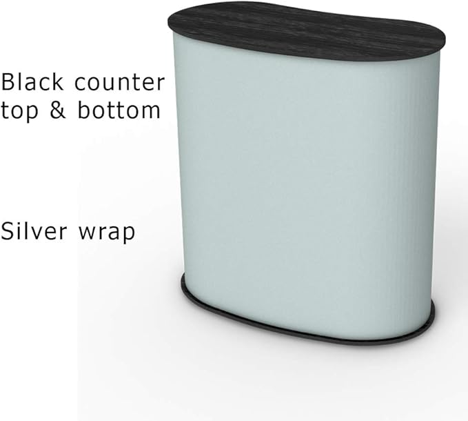 Vispronet Portable Trade Show Counter – 3ft Podium Countertop, Vendor Table with Silver Corrugated Plastic Sidewalls, Table Top Podium for Convention Booth Display, Carry Bag Included (Black)