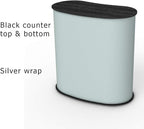 Vispronet Portable Trade Show Counter – 3ft Podium Countertop, Vendor Table with Silver Corrugated Plastic Sidewalls, Table Top Podium for Convention Booth Display, Carry Bag Included (Black)
