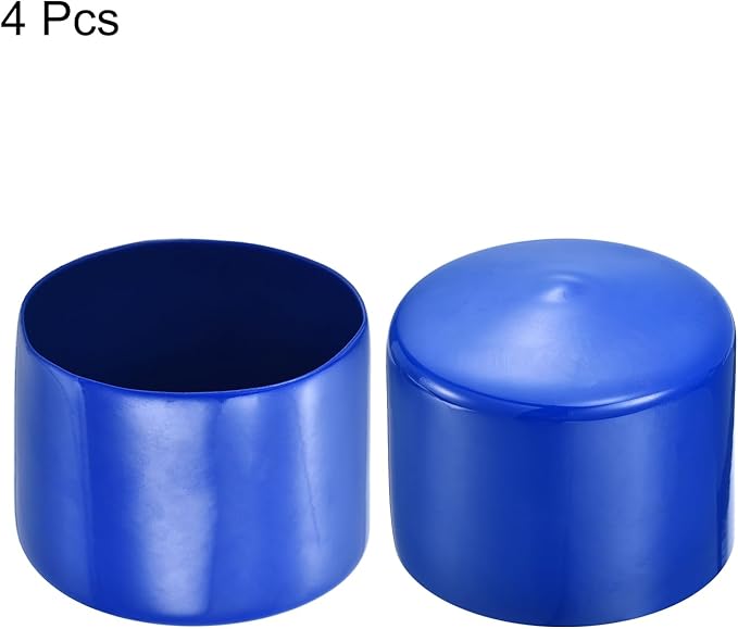uxcell 4pcs Rubber End Caps 70mm(2 3/4") ID Vinyl Round Tube Bolt Cap Cover Screw Thread Protectors Blue, 40mm Height